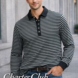 Charter Club Men's Striped Long Sleeve Shirt